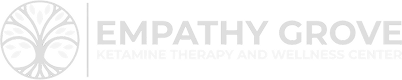A circular tree logo to the left of the words EMPATHY GROVE in light gray, all set against a white background—ideal for a ketamine therapy practice focused on growth and healing.